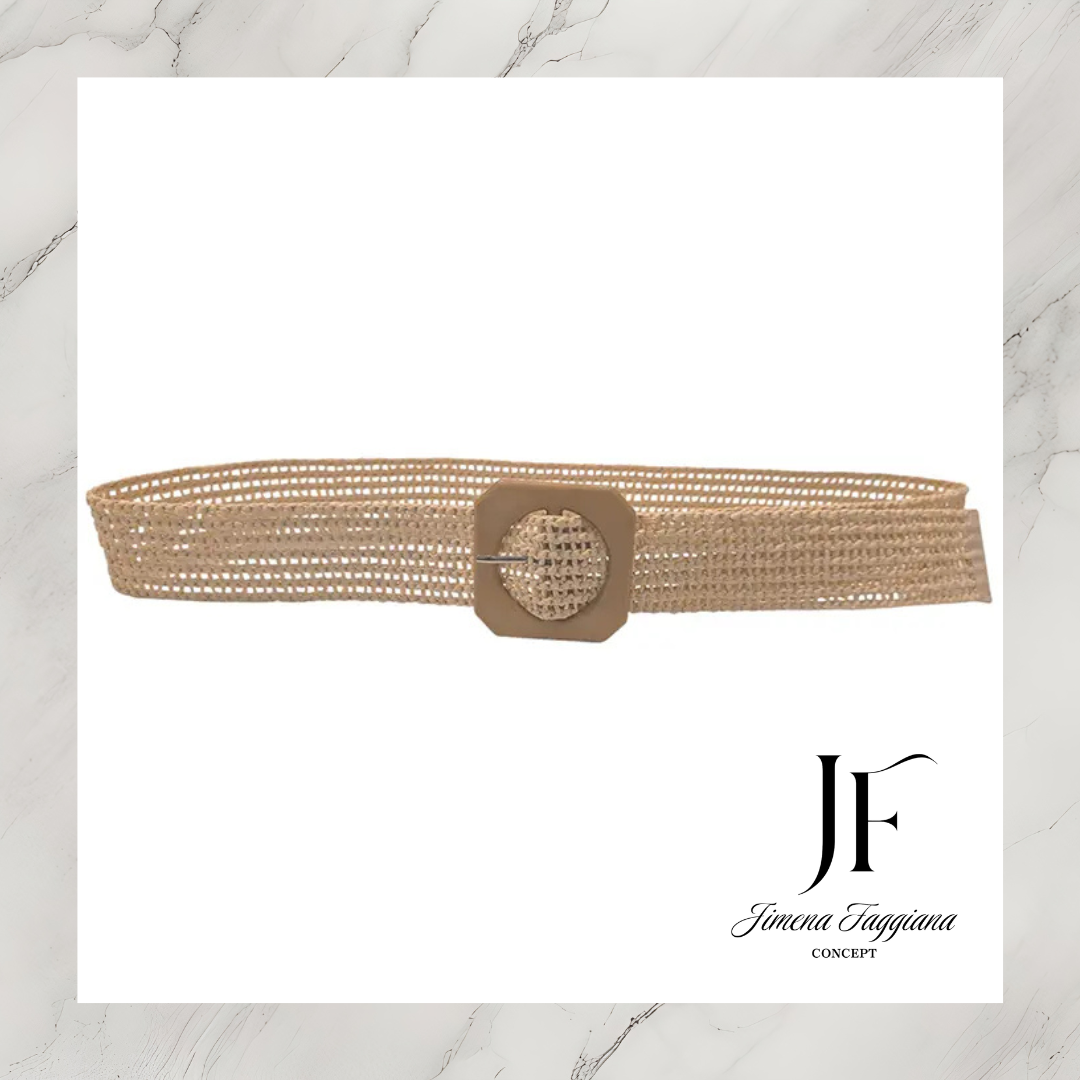 Cinturon rafia Beige