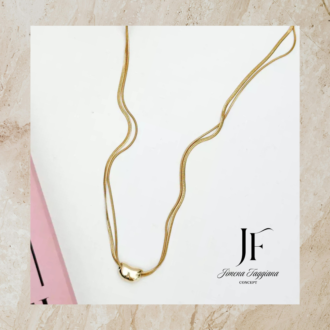 Collar acero dorado cadena doble