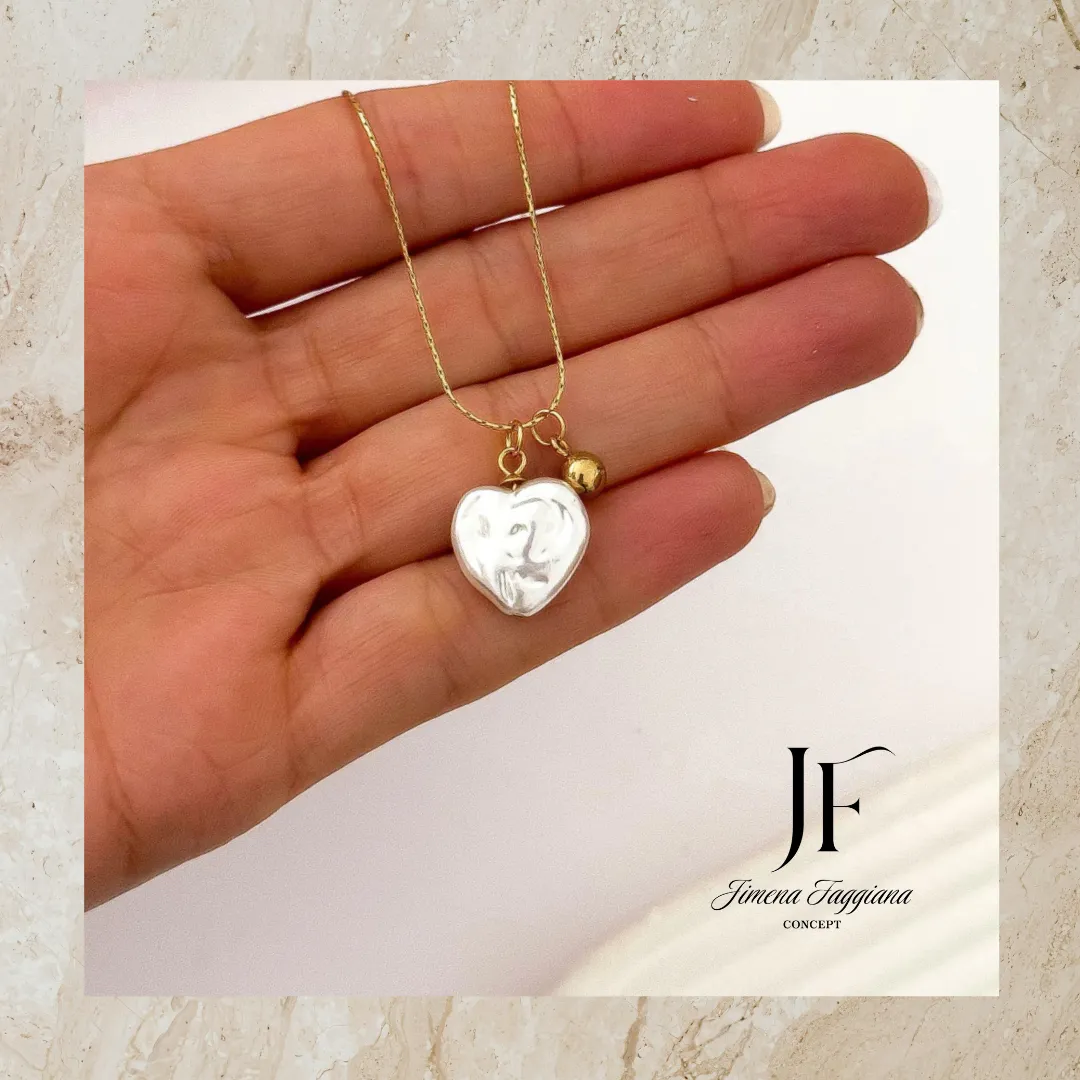 Collar corazon y nacar - Jimena Faggiana Concept