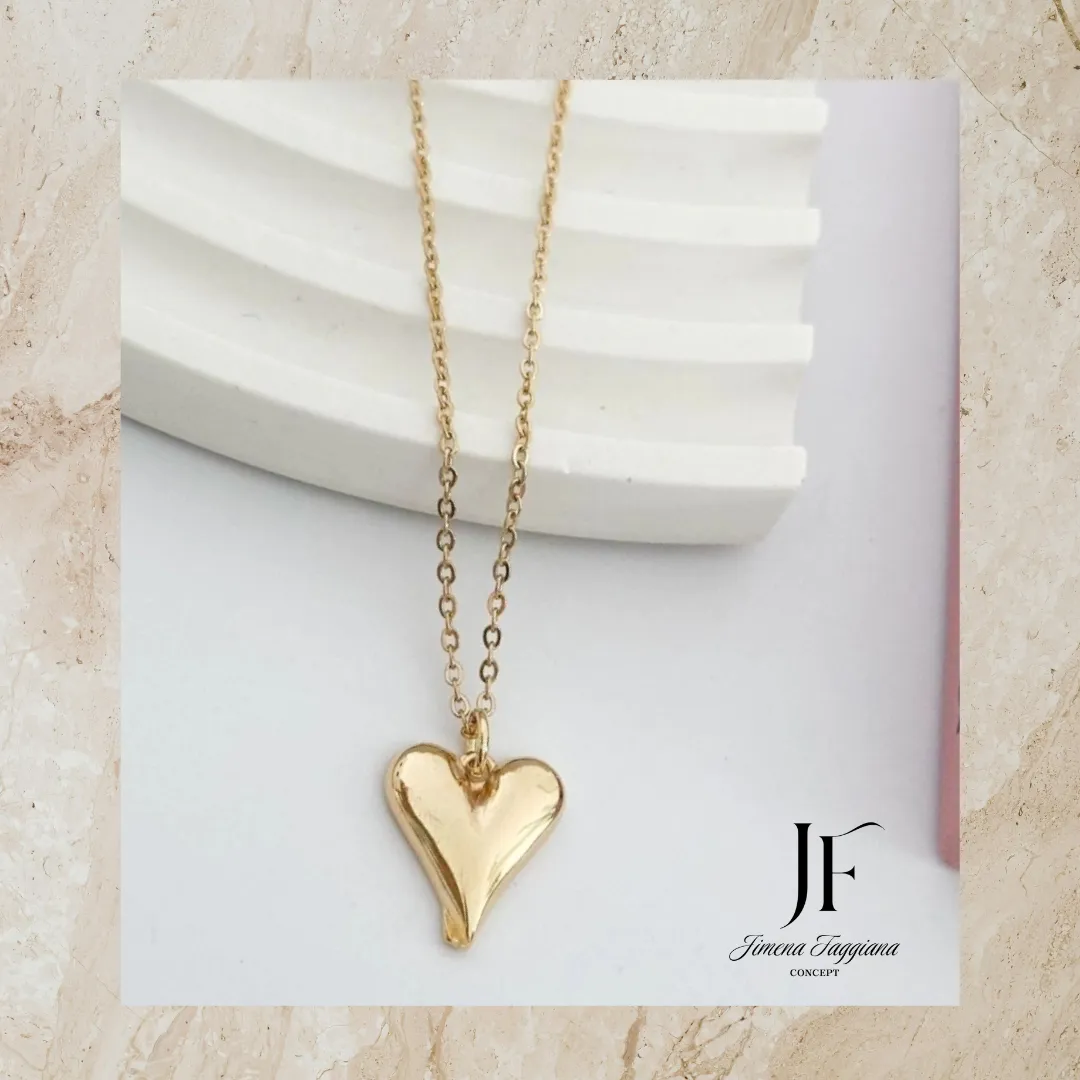 Collar corazon acero dorado - Jimena Faggiana Concept