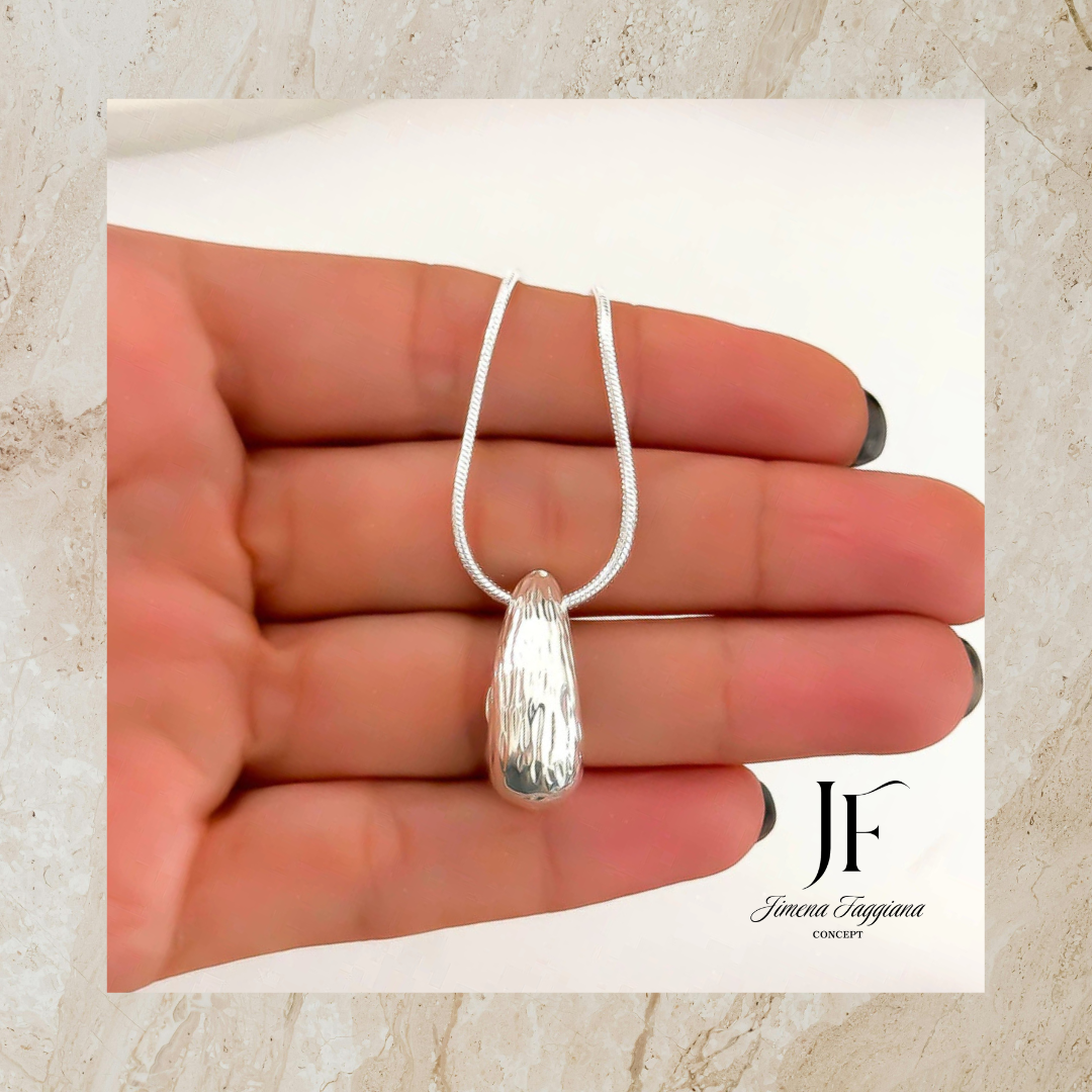 Collar gota acero blanco