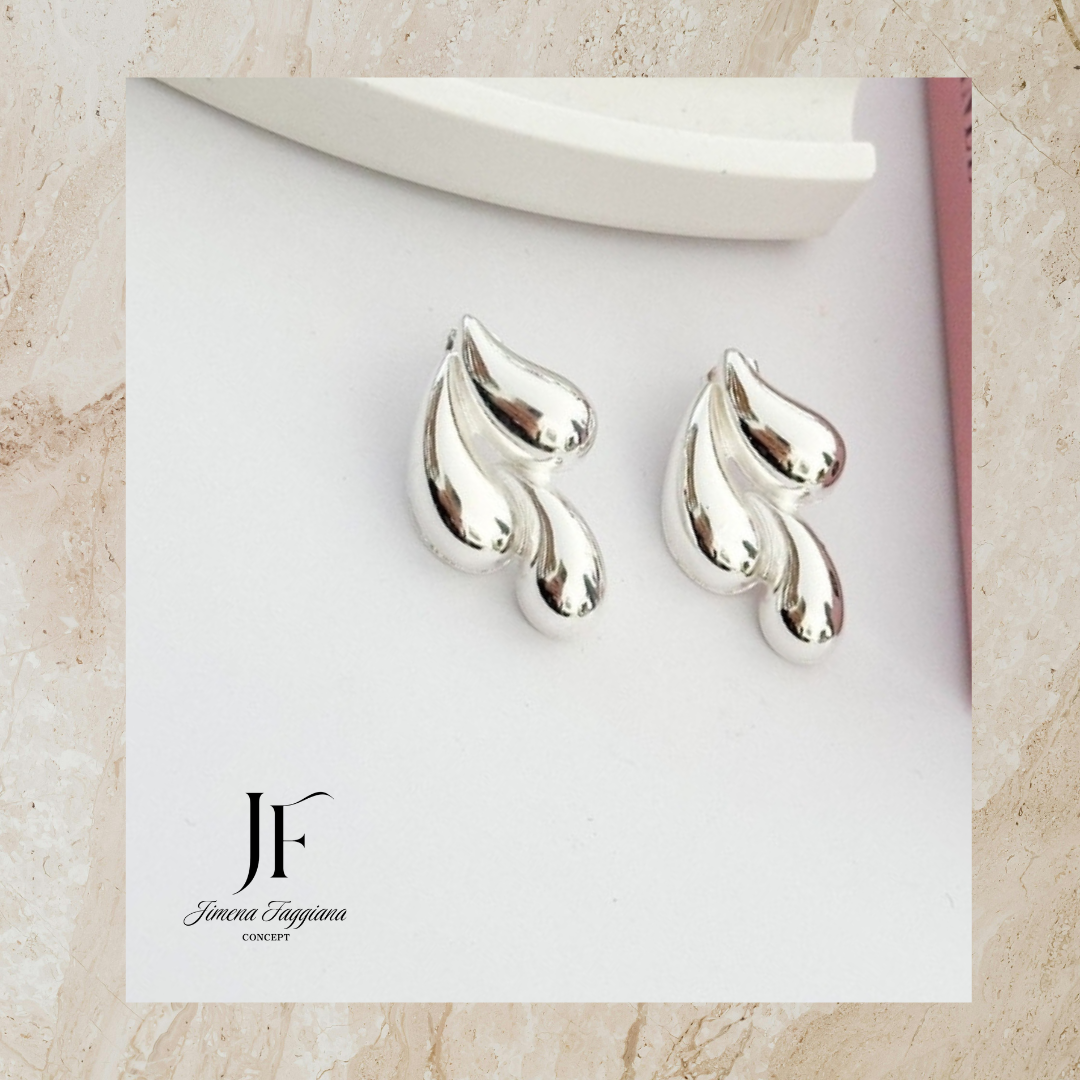 Aros tres gotitas acero blanco