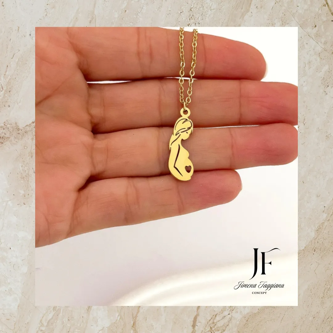 Collar futura mama acero dorado - Jimena Faggiana Concept