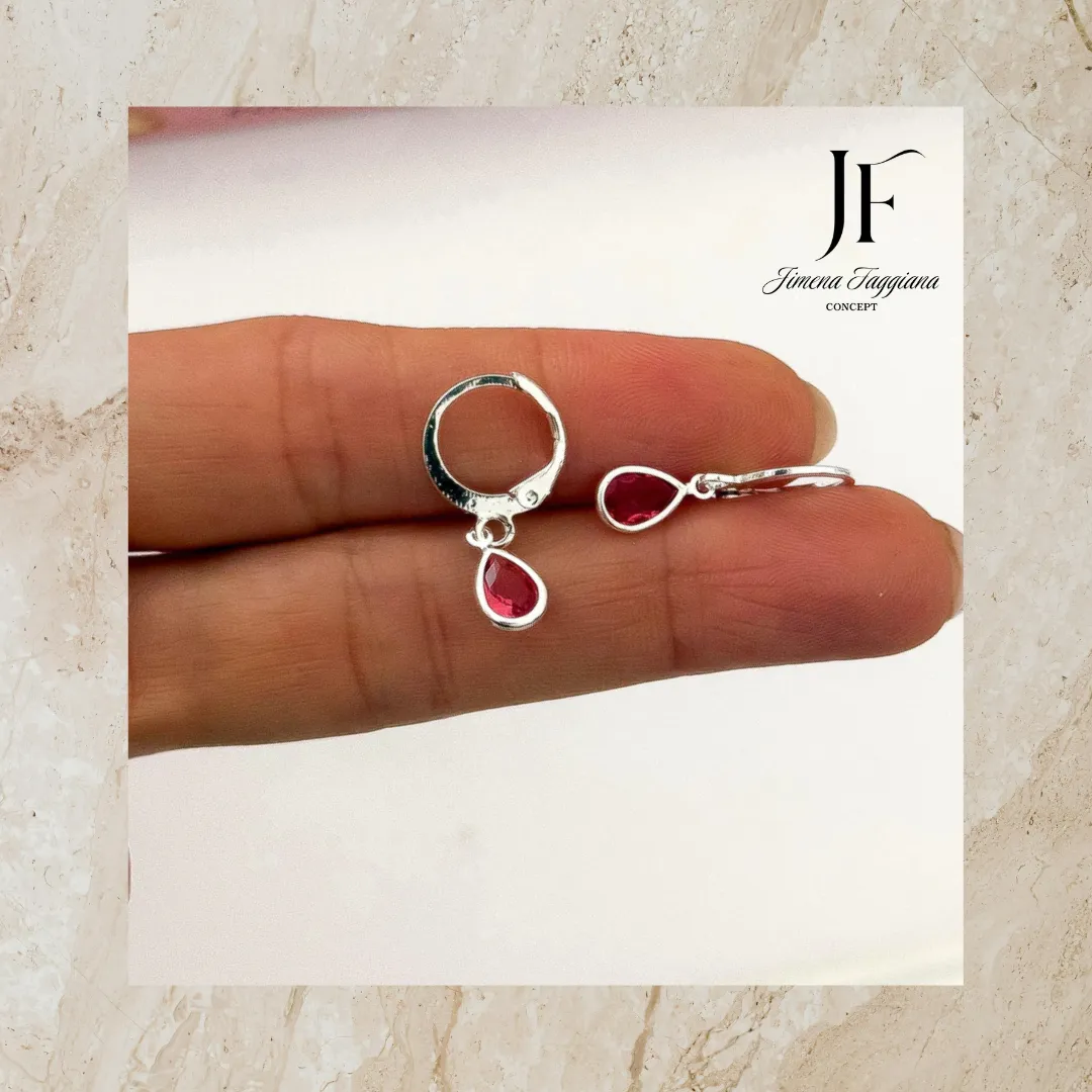 Aro argolla acero y piedrita rose - Jimena Faggiana Concept