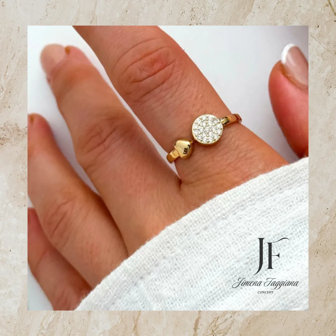 anillo acero dorado con detalle - Jimena Faggiana Concept