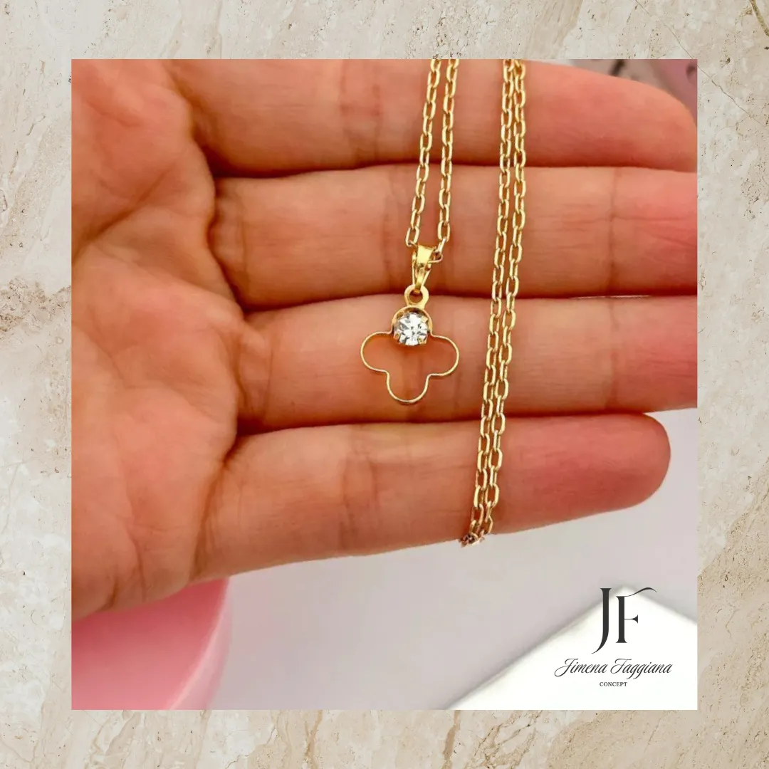 Collar flor con piedrita - Jimena Faggiana Concept