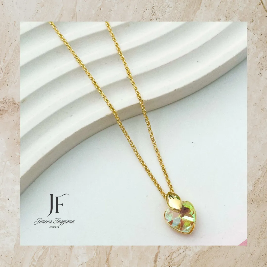 Collar corazon y piedra grande - Jimena Faggiana Concept