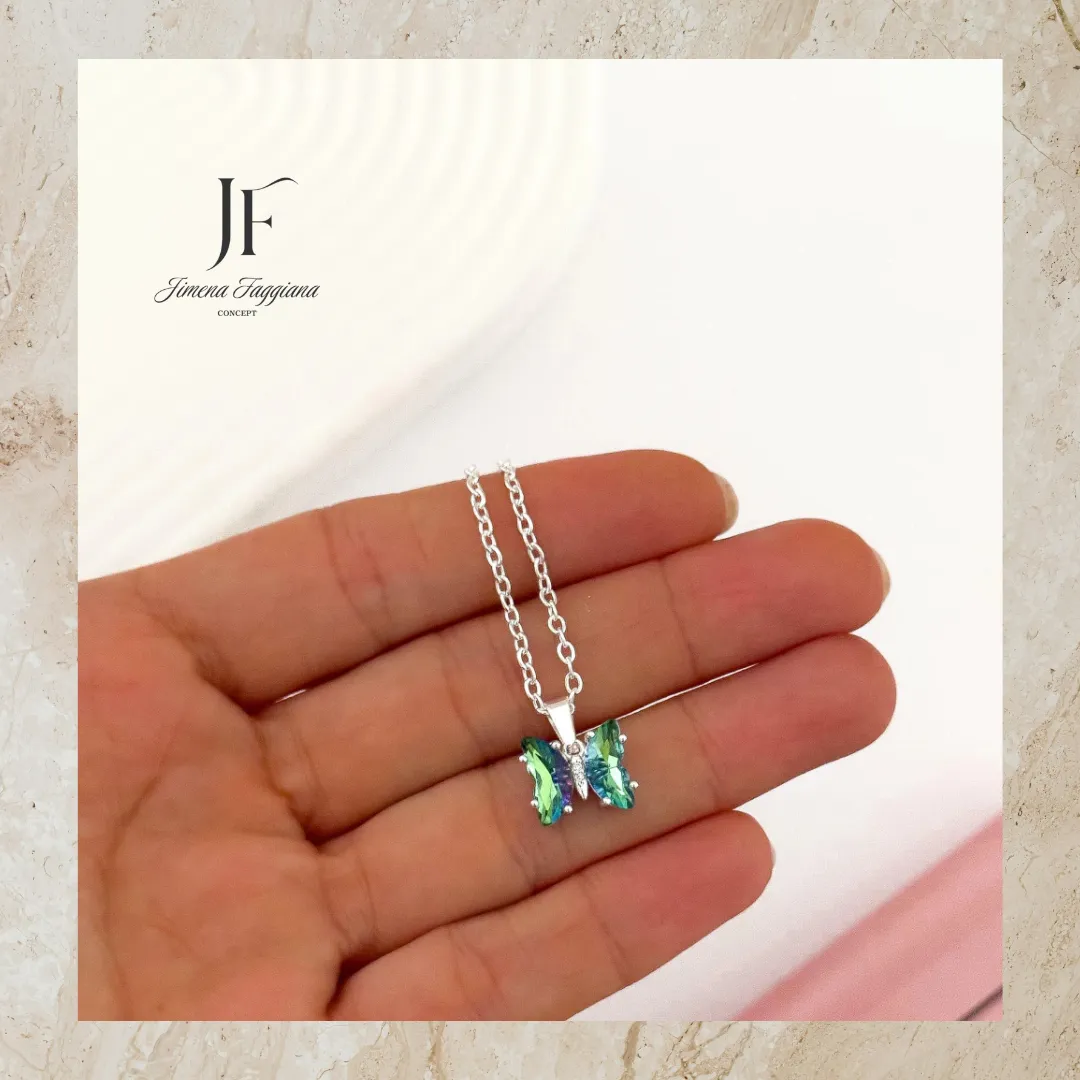 Collar mariposa verde tornasol - Jimena Faggiana Concept